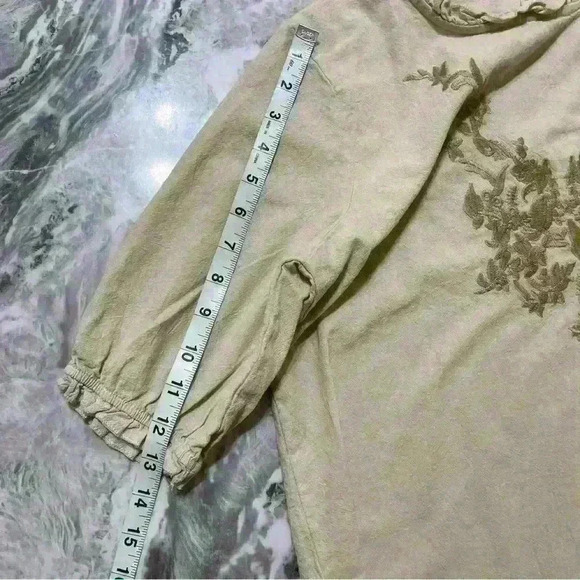 Women Ethnic Cotton Embroidery Loose T-shirts Tops 3/4 Sleeve Blouse Tops Thin L - Picture 5 of 7